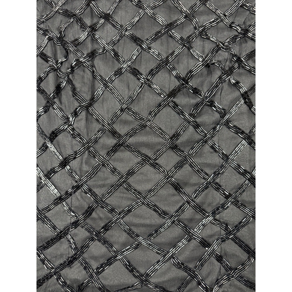VTG Laurence Kazar Black Beaded Lattice Tank Size M Whimsigoth Ren Faire Luxury - Picture 2 of 9